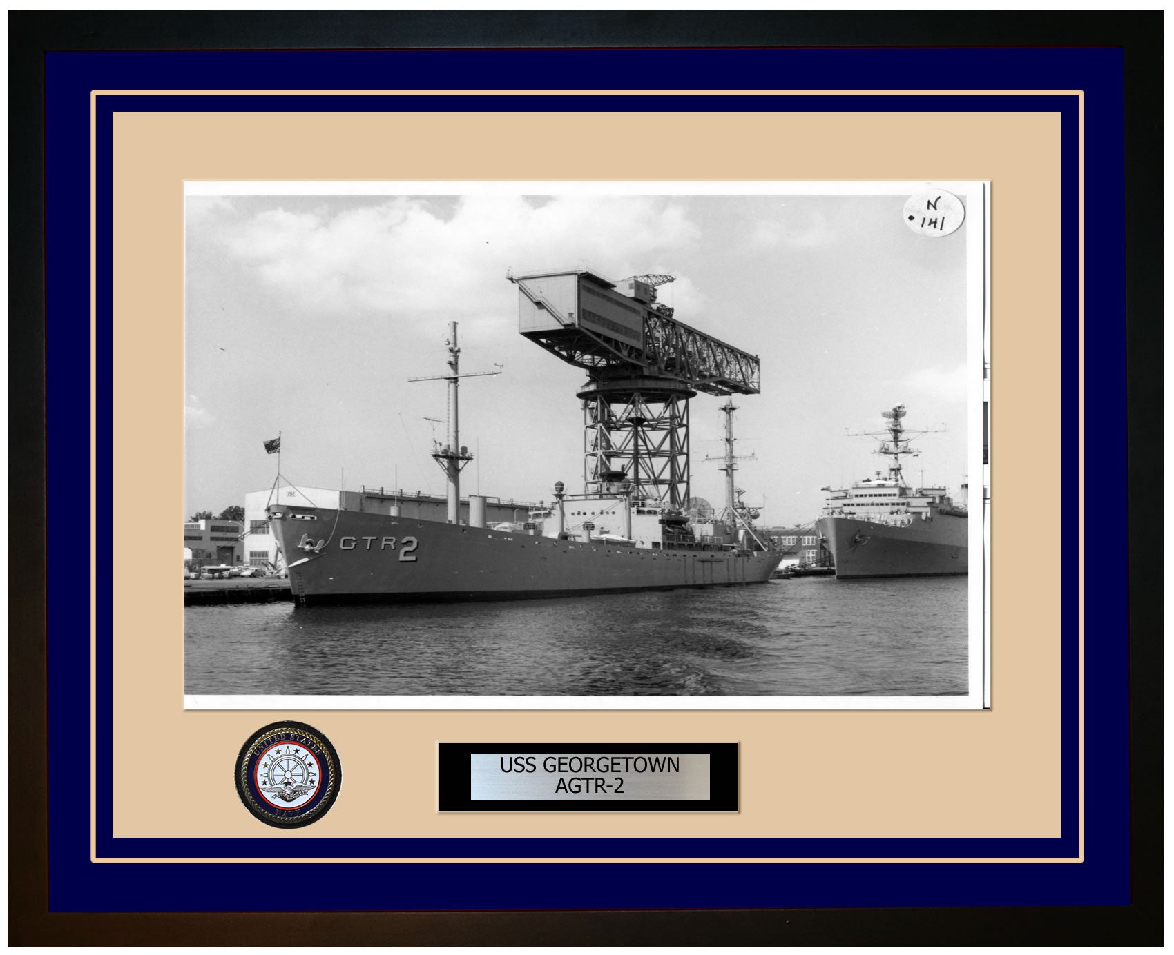 USS GEORGETOWN AGTR-2 Framed Navy Ship Photo Blue