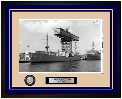 USS GEORGETOWN AGTR-2 Framed Navy Ship Photo Blue
