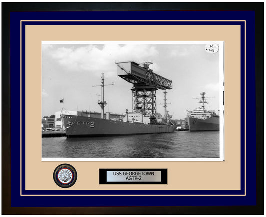 USS GEORGETOWN AGTR-2 Framed Navy Ship Photo Blue