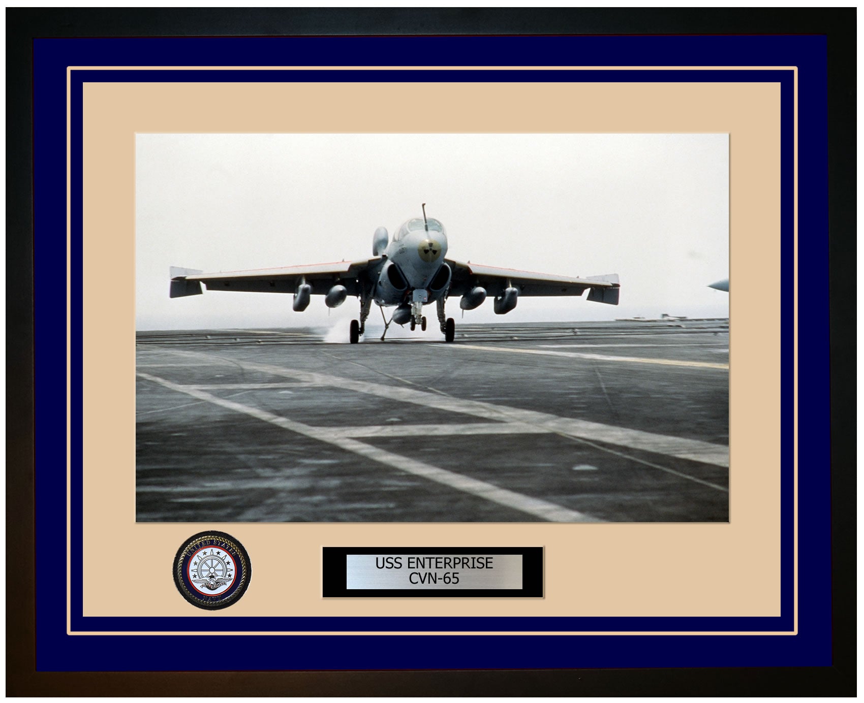 USS ENTERPRISE CVN-65 Framed Navy Ship Photo Blue