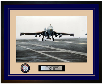 USS ENTERPRISE CVN-65 Framed Navy Ship Photo Blue