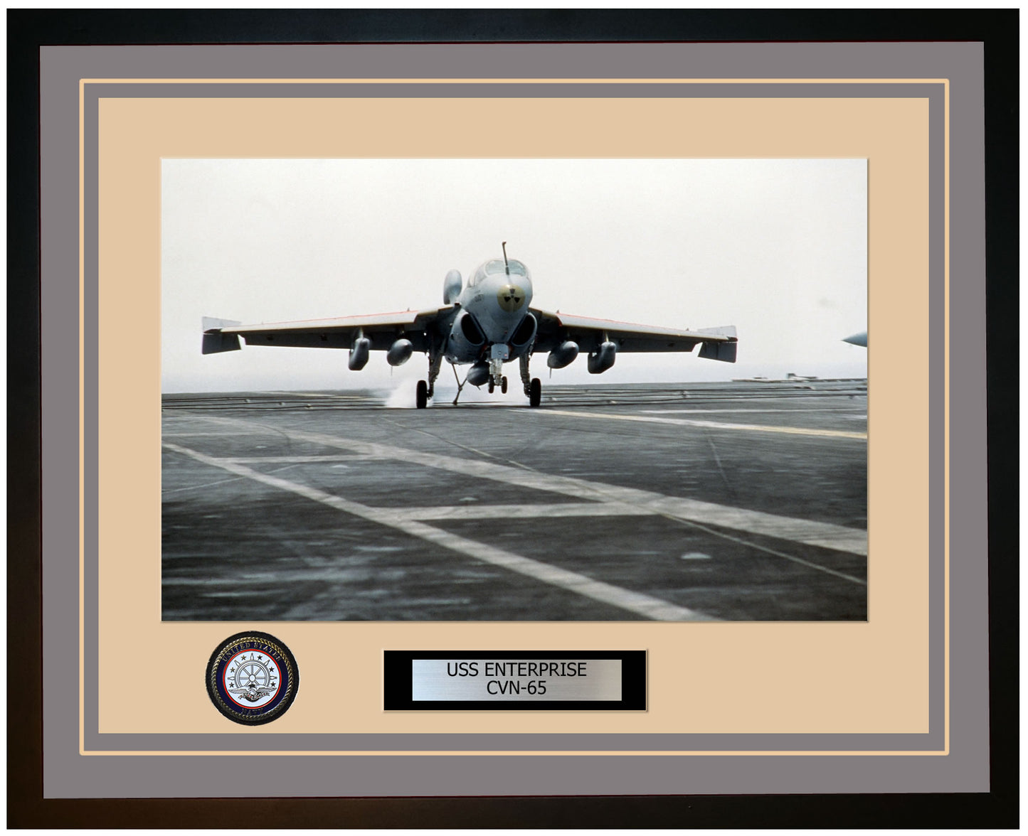 USS ENTERPRISE CVN-65 Framed Navy Ship Photo Grey