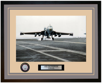 USS ENTERPRISE CVN-65 Framed Navy Ship Photo Grey