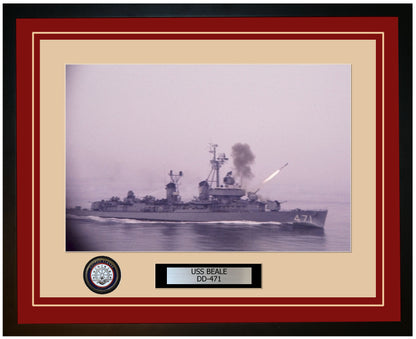 USS BEALE DD-471 Framed Navy Ship Photo Burgundy