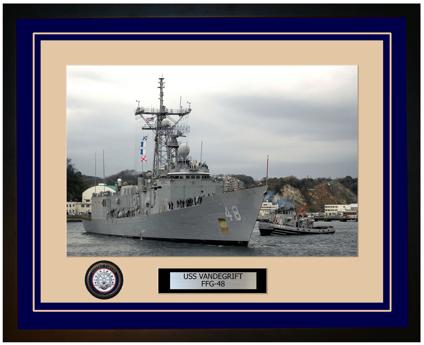 USS VANDEGRIFT FFG-48 Framed Navy Ship Photo Blue