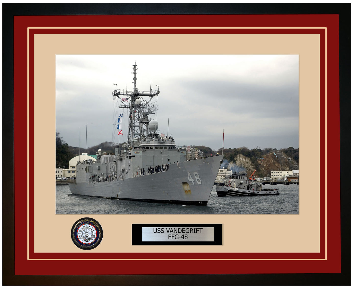 USS VANDEGRIFT FFG-48 Framed Navy Ship Photo Burgundy