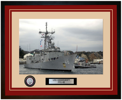 USS VANDEGRIFT FFG-48 Framed Navy Ship Photo Burgundy