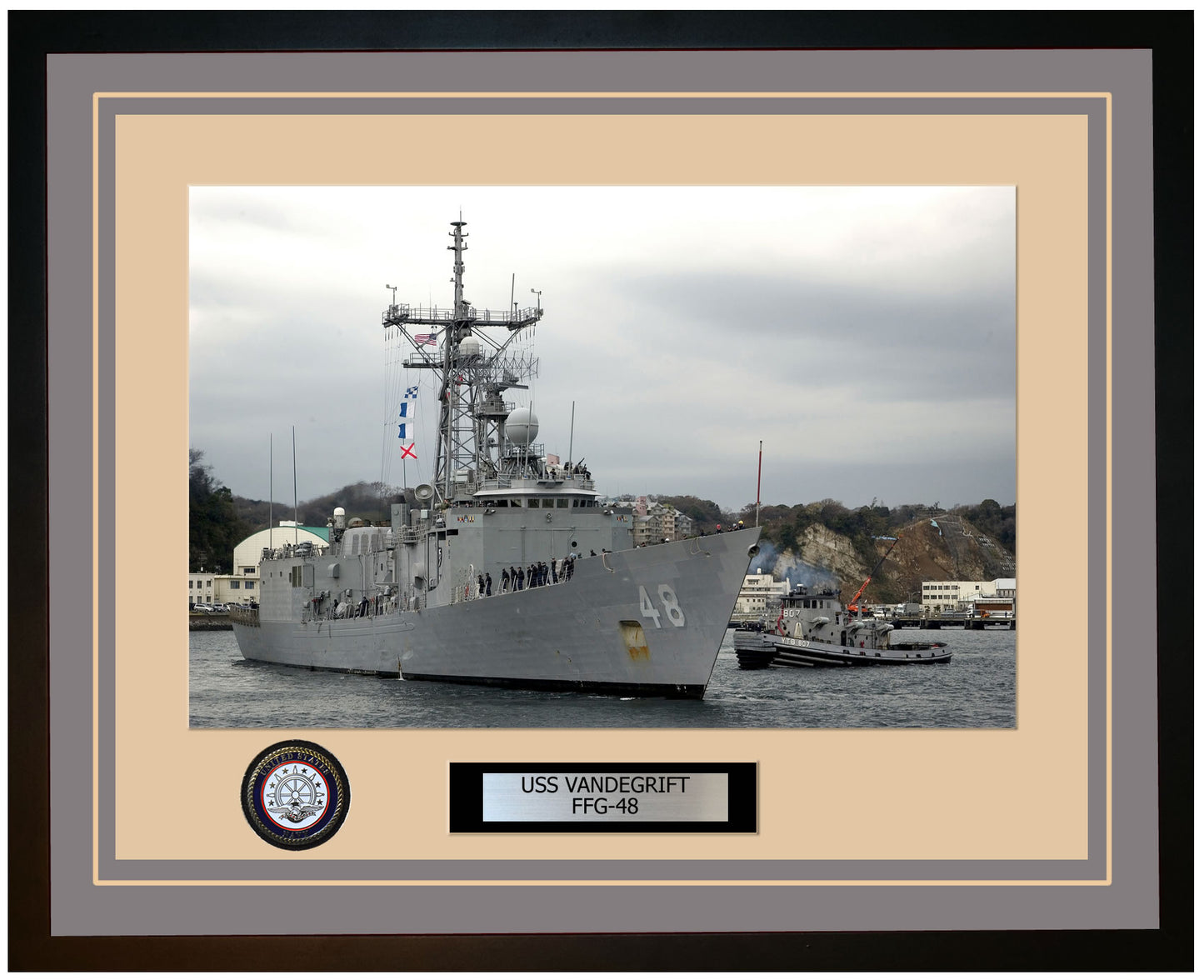 USS VANDEGRIFT FFG-48 Framed Navy Ship Photo Grey
