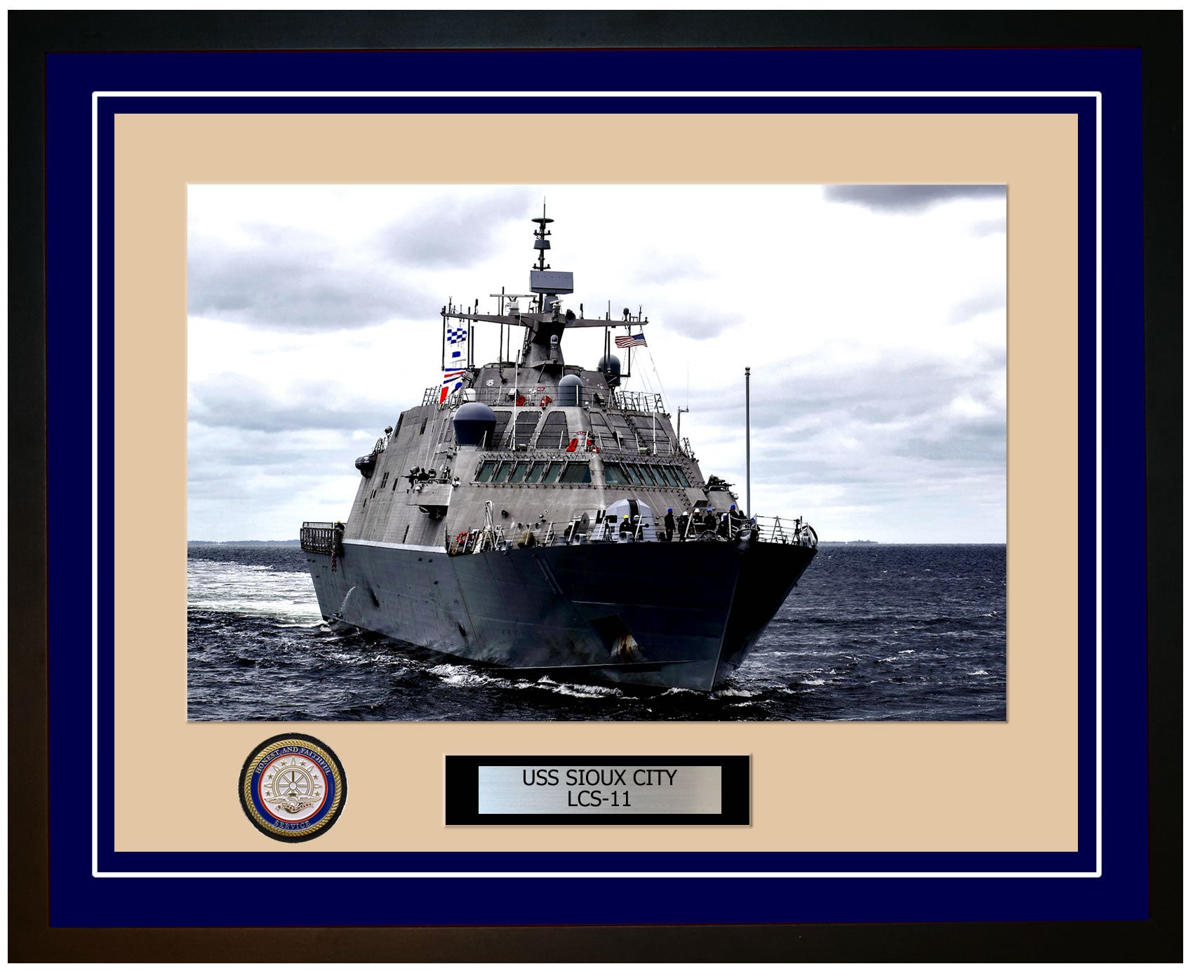 USS Sioux City LCS-11 Framed Navy Ship Photo Blue