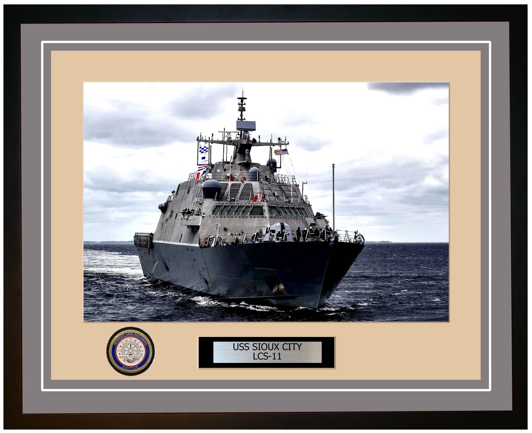 USS Sioux City LCS-11 Framed Navy Ship Photo Grey