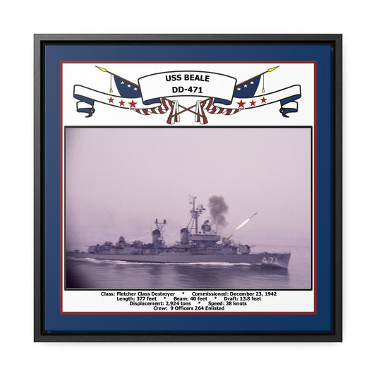 USS Beale DD-471 Navy Floating Frame Photo Front View