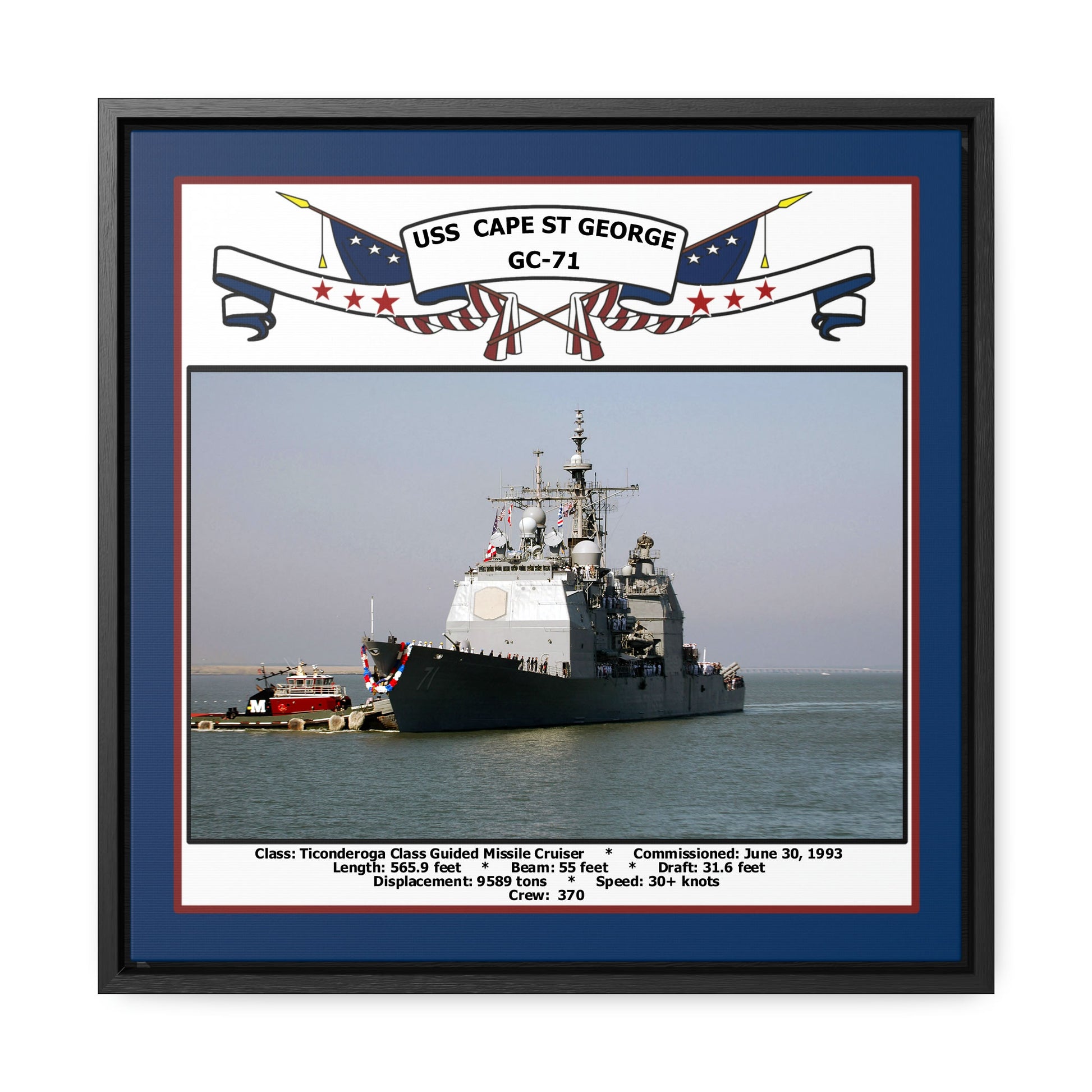 USS Cape St George GC-71 Navy Floating Frame Photo Front View