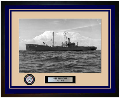 USS BELMONT AGTR-4 Framed Navy Ship Photo Blue