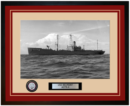 USS BELMONT AGTR-4 Framed Navy Ship Photo Burgundy