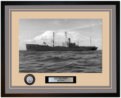USS BELMONT AGTR-4 Framed Navy Ship Photo Grey