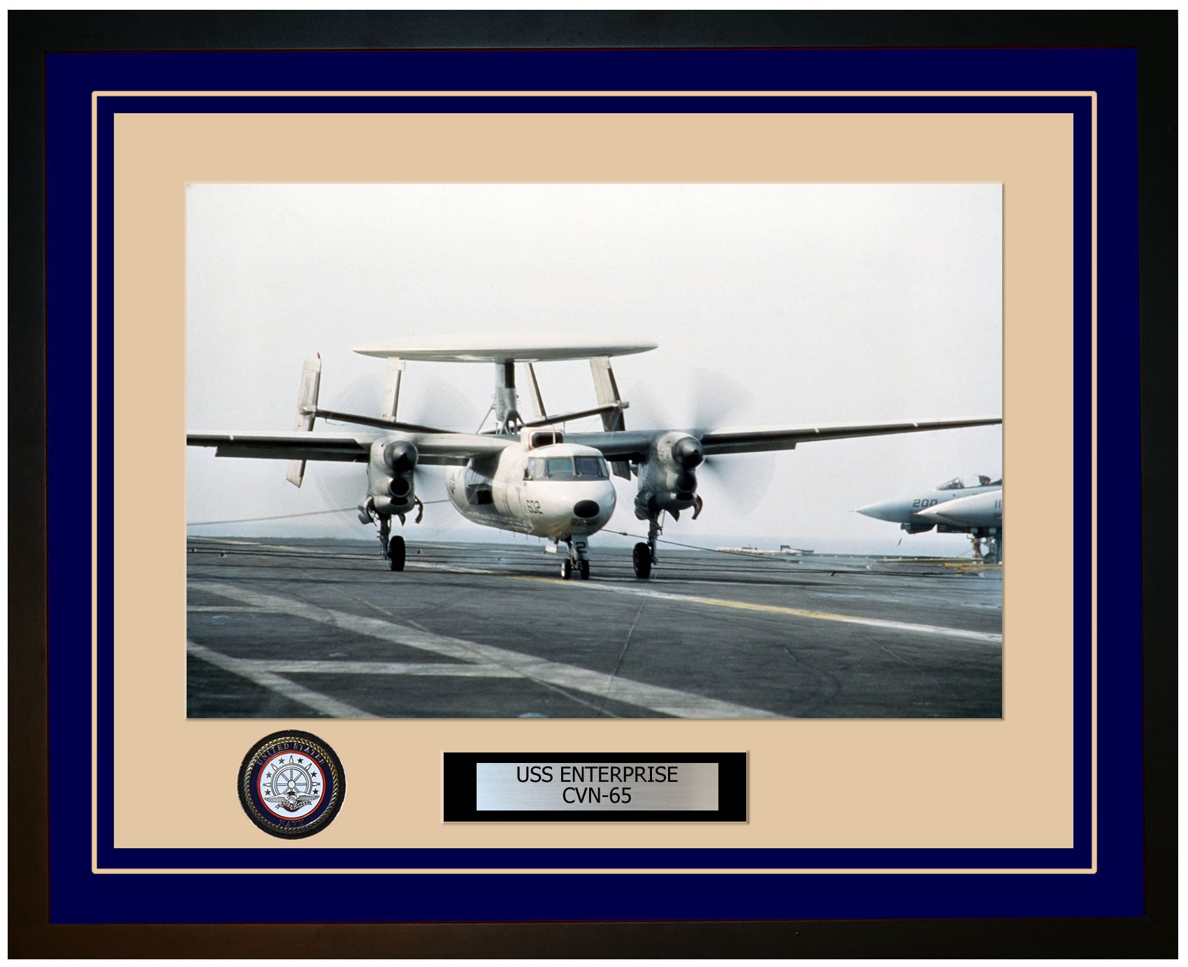 USS ENTERPRISE CVN-65 Framed Navy Ship Photo Blue