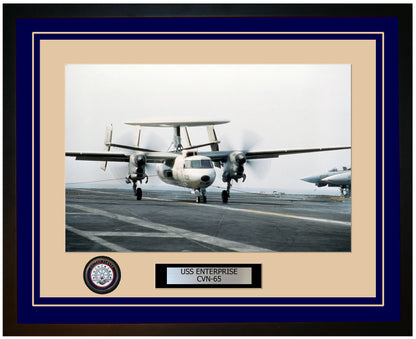 USS ENTERPRISE CVN-65 Framed Navy Ship Photo Blue
