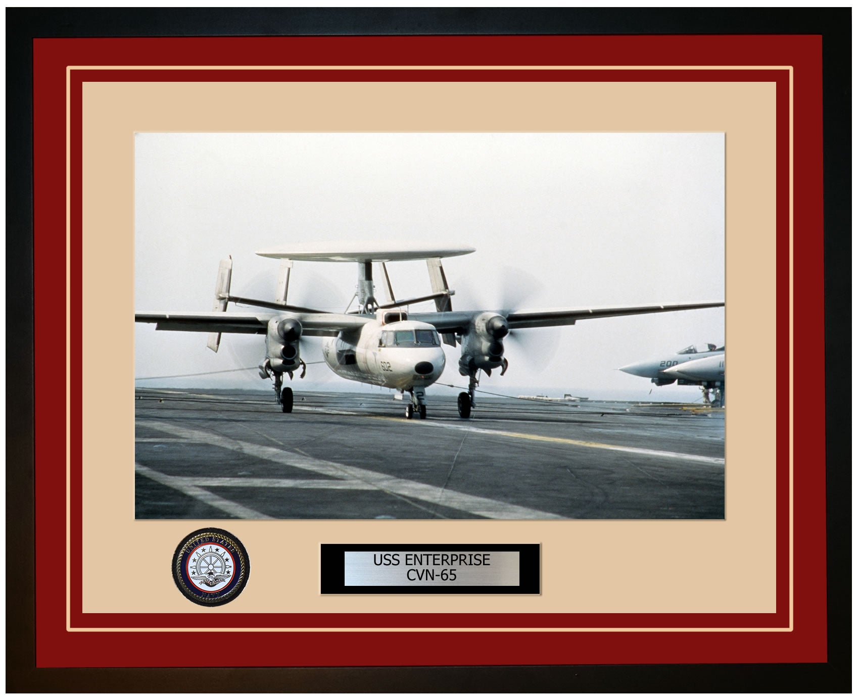 USS ENTERPRISE CVN-65 Framed Navy Ship Photo Burgundy