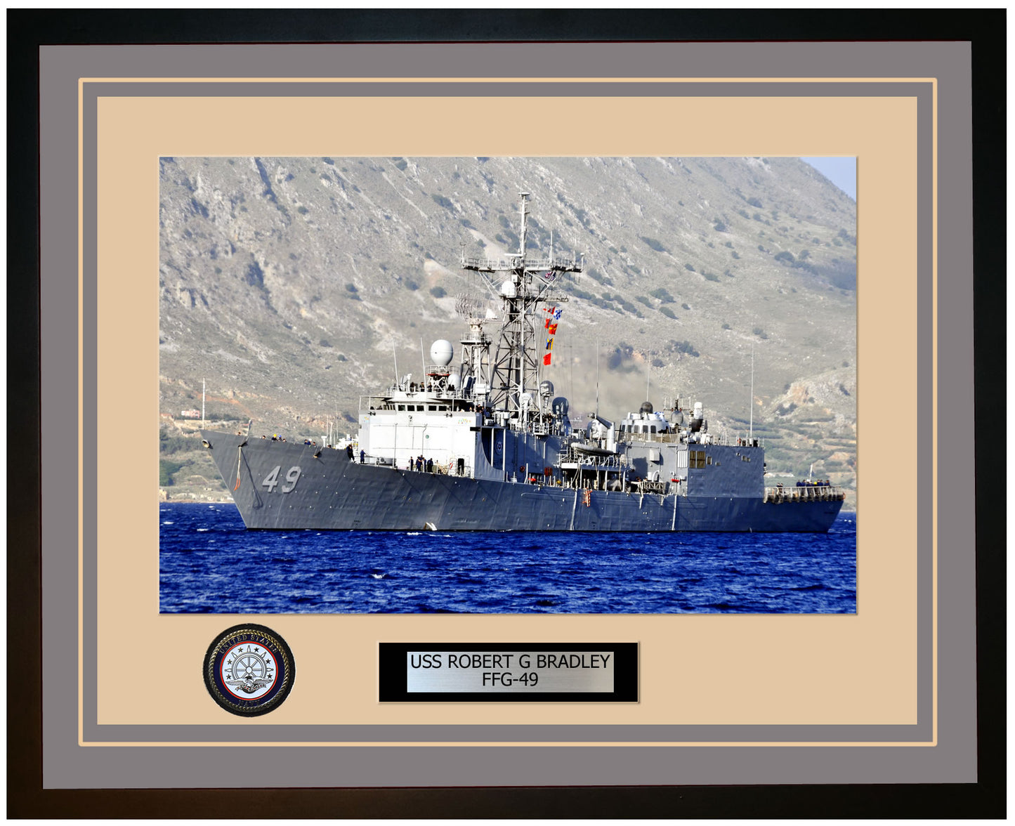 USS ROBERT G BRADLEY FFG-49 Framed Navy Ship Photo Grey