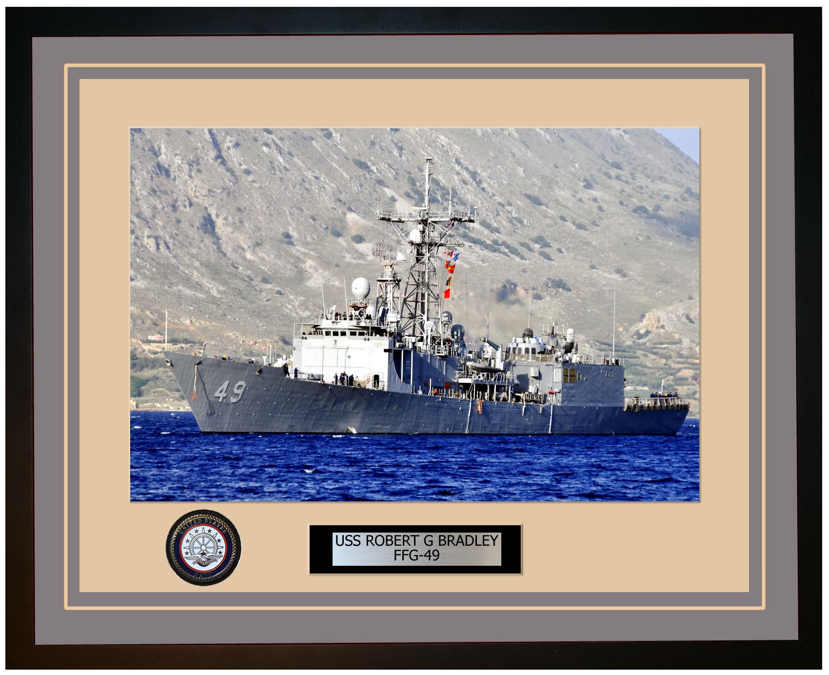USS ROBERT G BRADLEY FFG-49 Framed Navy Ship Photo Grey