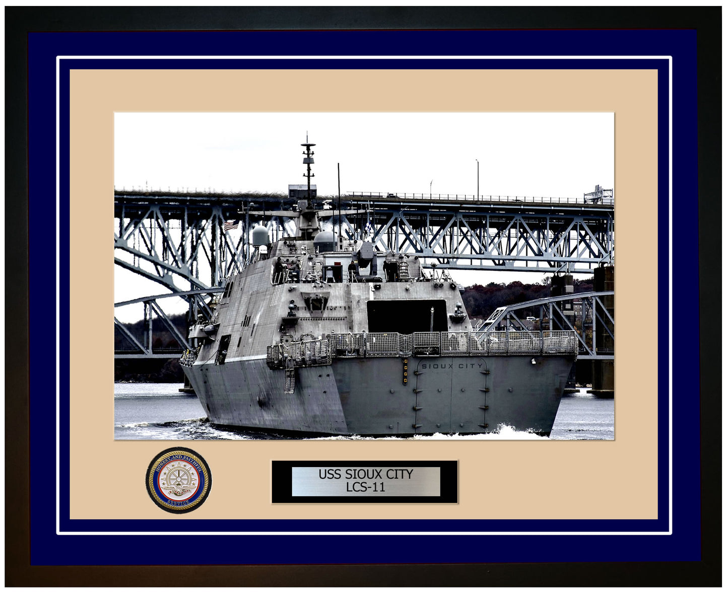 USS Sioux City LCS-11 Framed Navy Ship Photo Blue