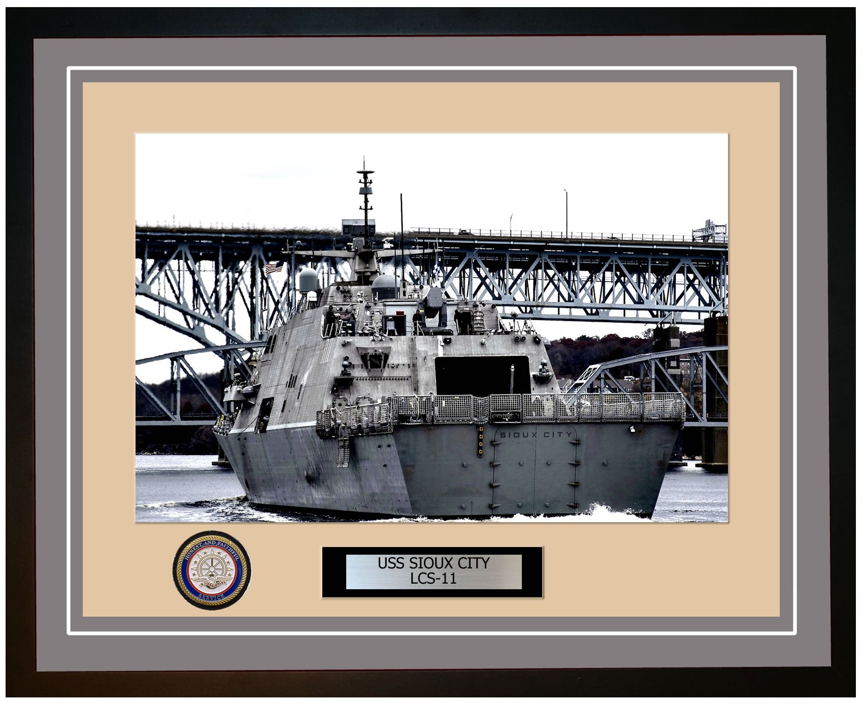 USS Sioux City LCS-11 Framed Navy Ship Photo Grey
