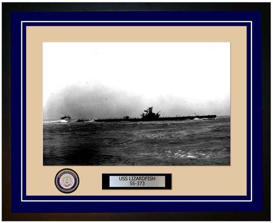 USS Lizardfish SS-373 Framed Navy Ship Photo Blue