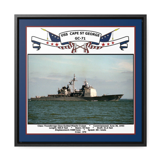 USS Cape St George GC-71 Navy Floating Frame Photo Front View