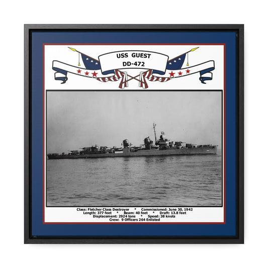 USS Guest DD-472 Navy Floating Frame Photo Front View