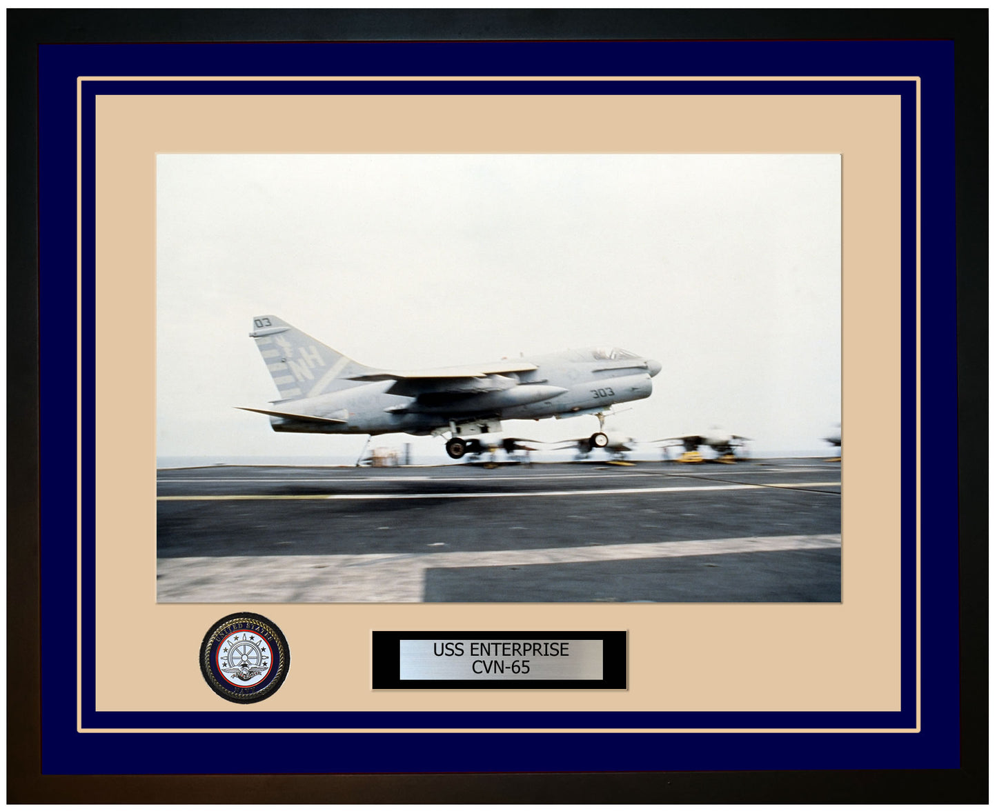 USS ENTERPRISE CVN-65 Framed Navy Ship Photo Blue