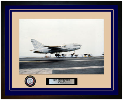 USS ENTERPRISE CVN-65 Framed Navy Ship Photo Blue