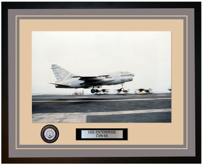 USS ENTERPRISE CVN-65 Framed Navy Ship Photo Grey