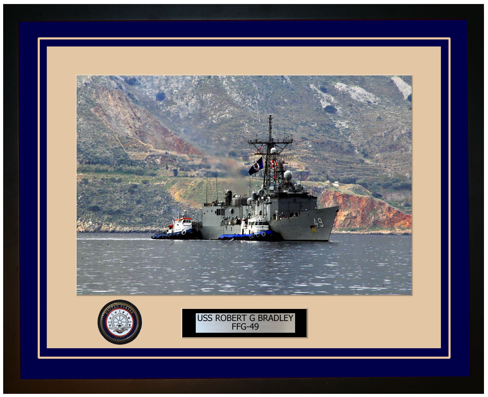 USS ROBERT G BRADLEY FFG-49 Framed Navy Ship Photo Blue