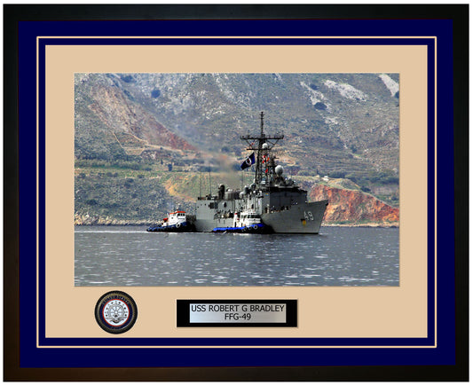 USS ROBERT G BRADLEY FFG-49 Framed Navy Ship Photo Blue