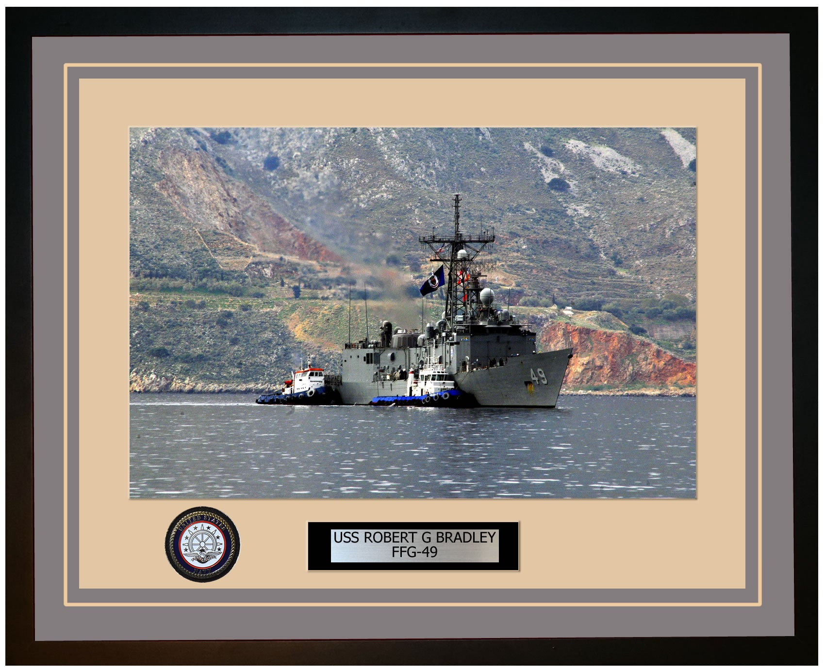 USS ROBERT G BRADLEY FFG-49 Framed Navy Ship Photo Grey