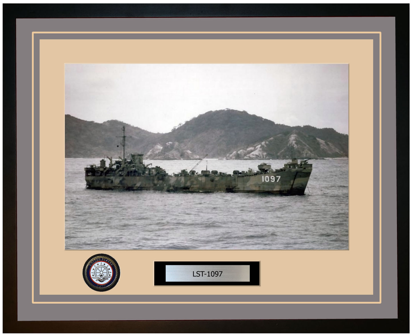 USS TH LST-1097 Framed Navy Ship Photo Grey