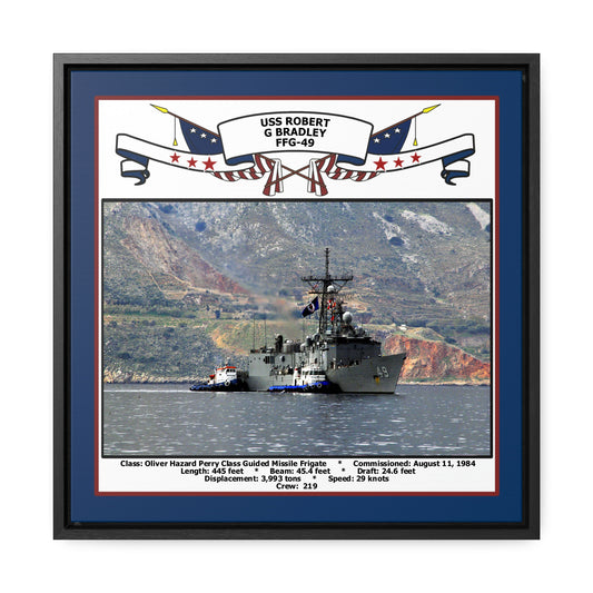USS Robert G Bradley FFG-49 Navy Floating Frame Photo Front View