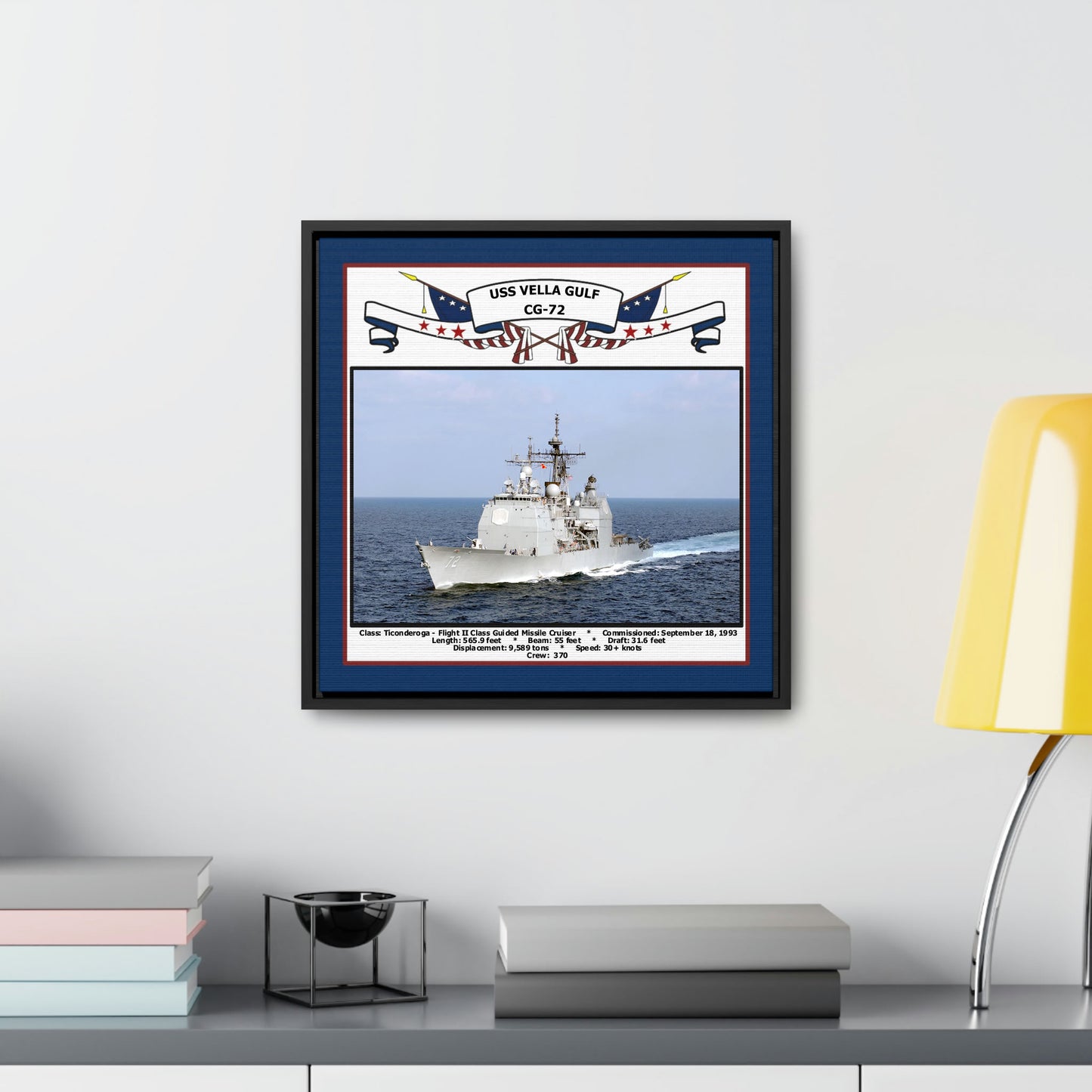 USS Vella Gulf CG-72 Navy Floating Frame Photo Desk View