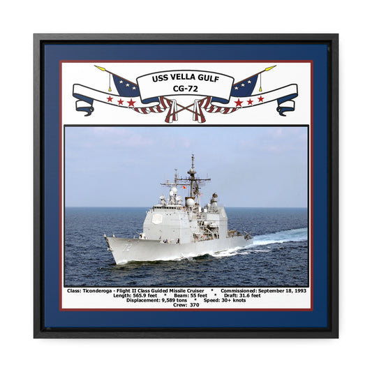 USS Vella Gulf CG-72 Navy Floating Frame Photo Front View