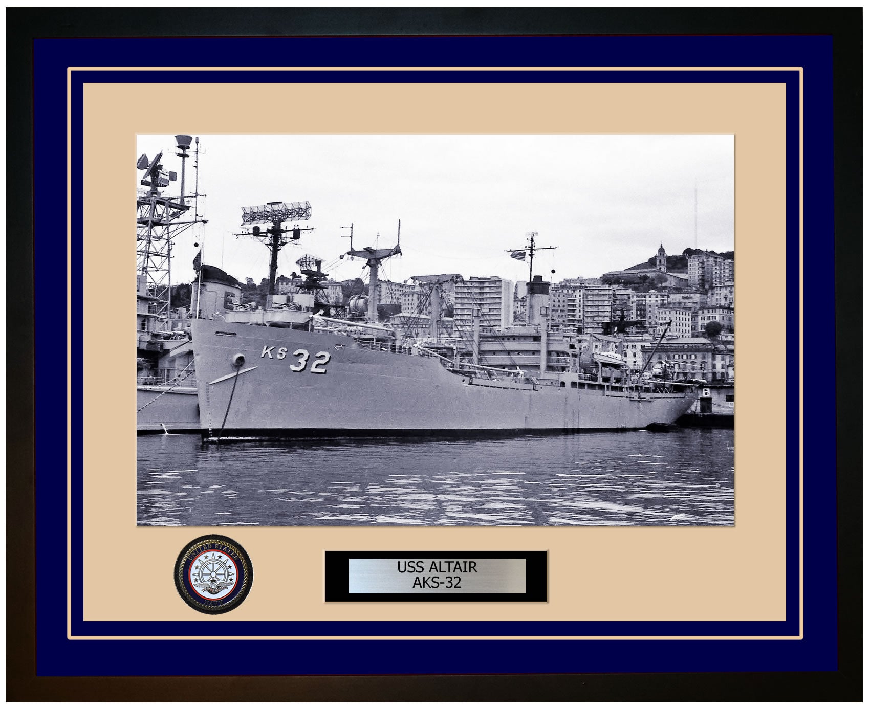USS ALTAIR AKS-32 Framed Navy Ship Photo Blue