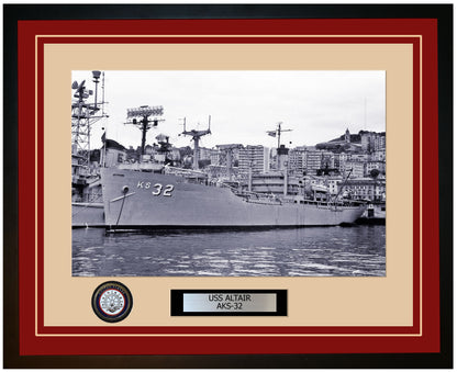 USS ALTAIR AKS-32 Framed Navy Ship Photo Burgundy