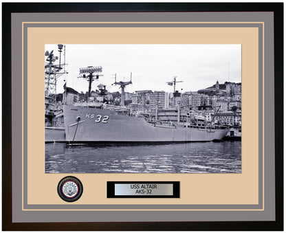 USS ALTAIR AKS-32 Framed Navy Ship Photo Grey