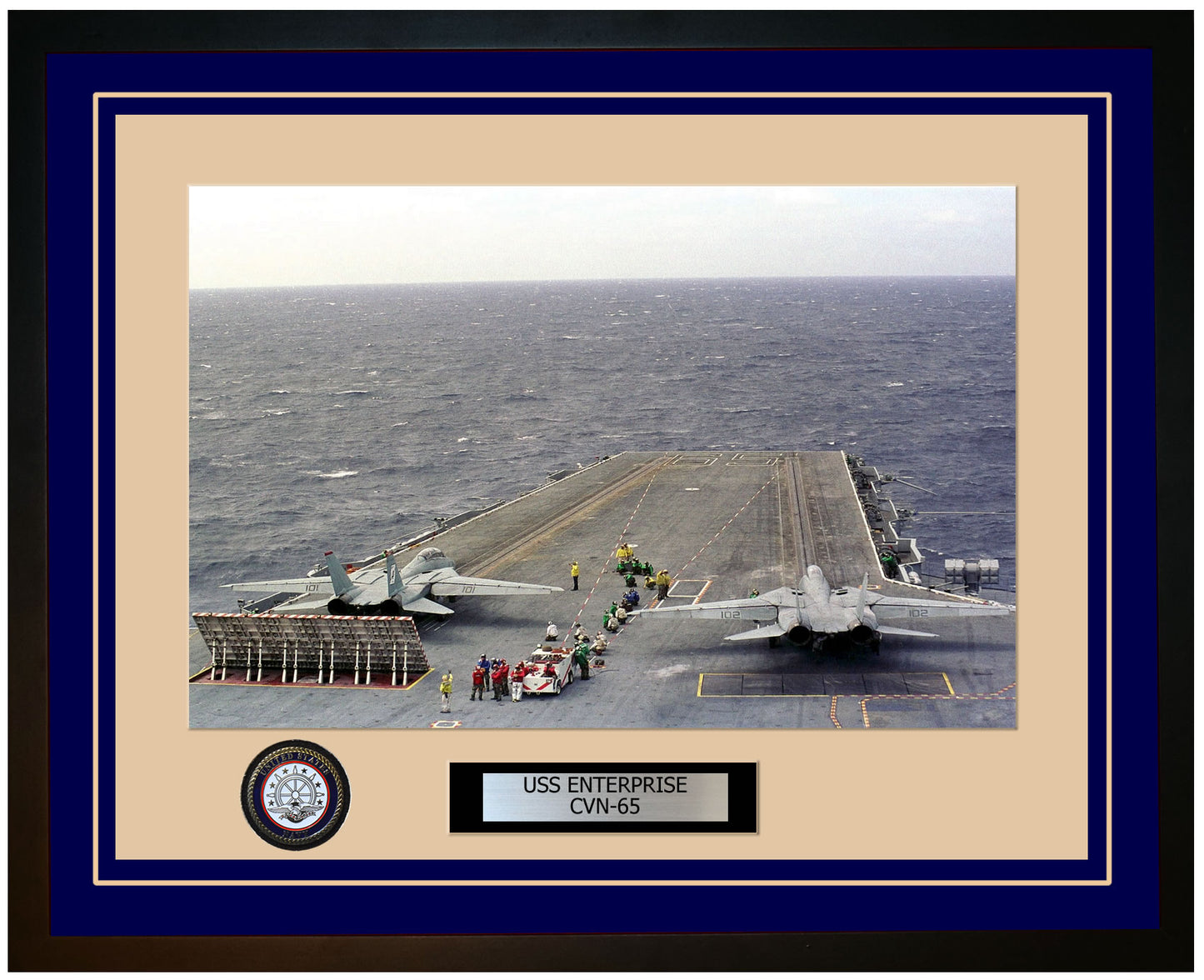 USS ENTERPRISE CVN-65 Framed Navy Ship Photo Blue