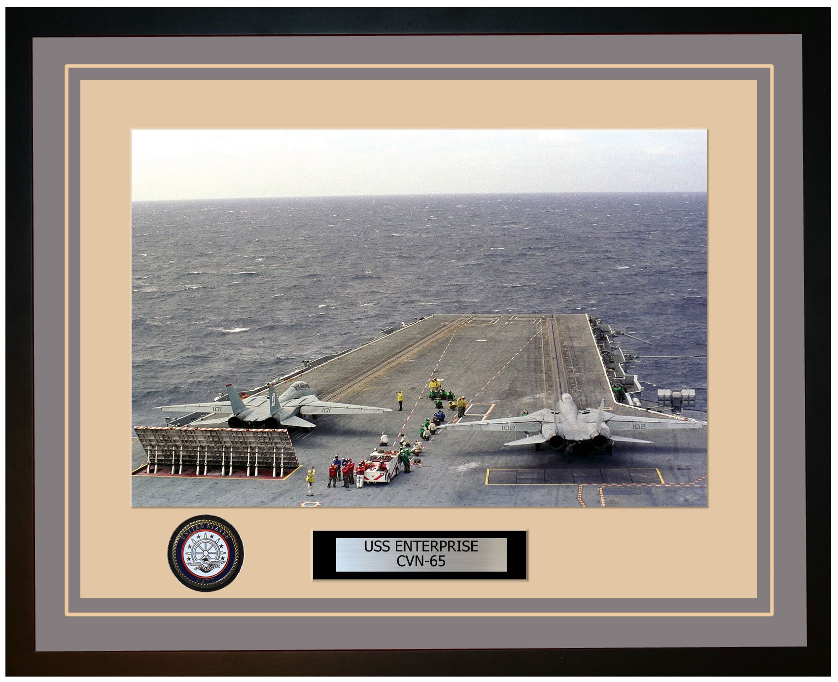 USS ENTERPRISE CVN-65 Framed Navy Ship Photo Grey