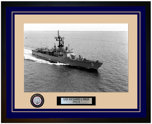 USS RICHARD L PAGE FFG-5 Framed Navy Ship Photo Blue