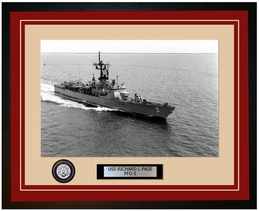 USS RICHARD L PAGE FFG-5 Framed Navy Ship Photo Burgundy