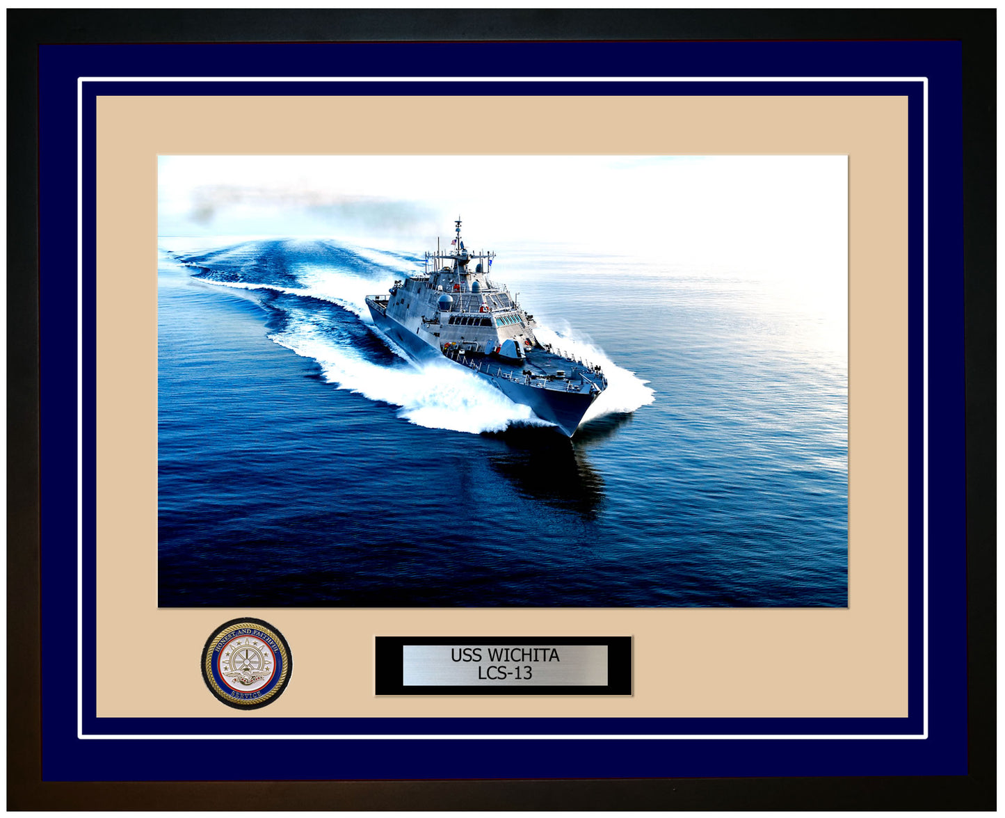 USS Wichita LCS-13 Framed Navy Ship Photo Blue