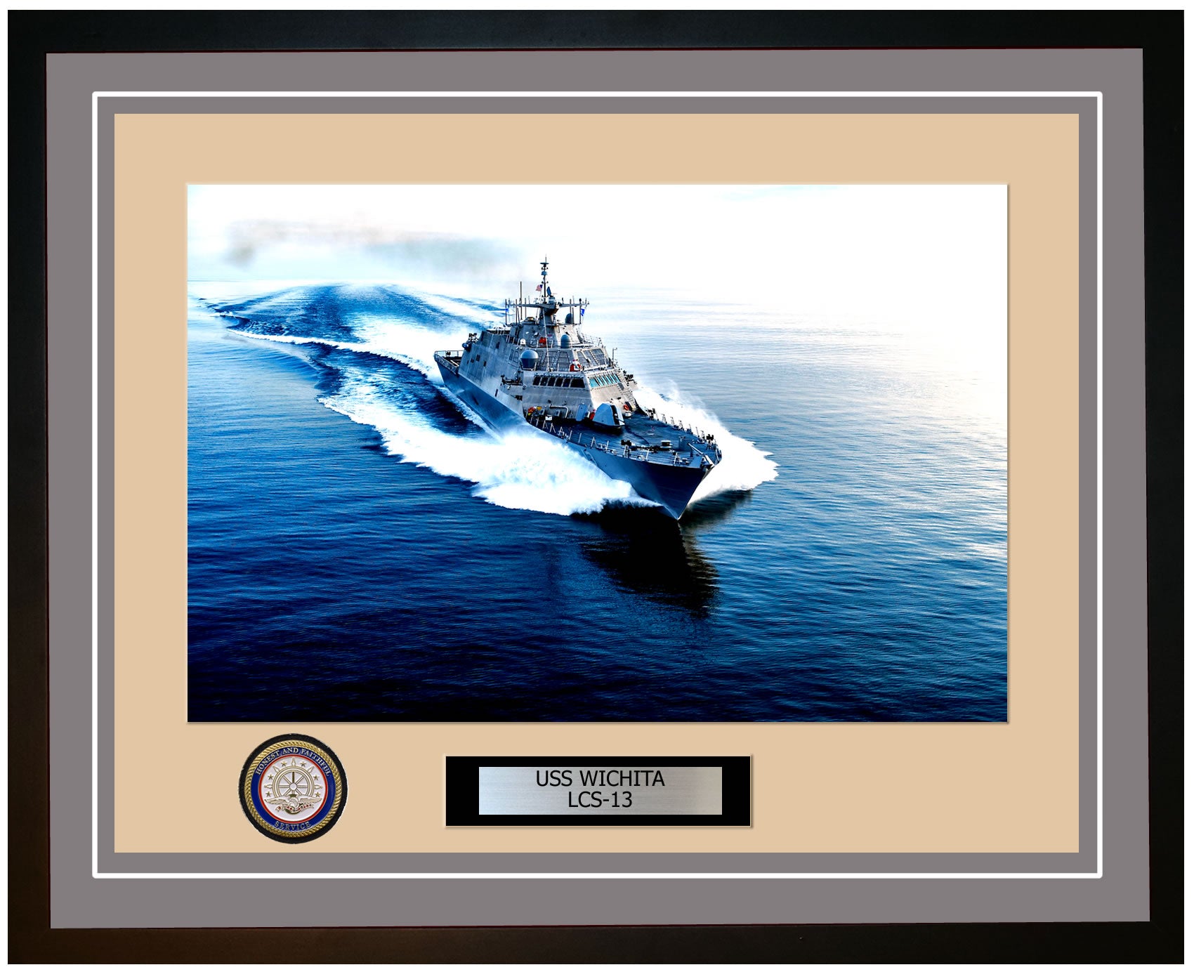 USS Wichita LCS-13 Framed Navy Ship Photo Grey