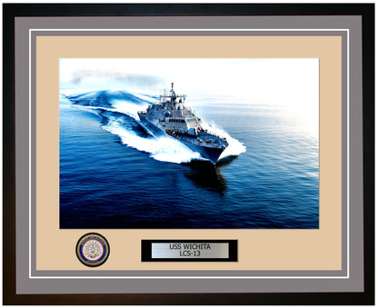 USS Wichita LCS-13 Framed Navy Ship Photo Grey