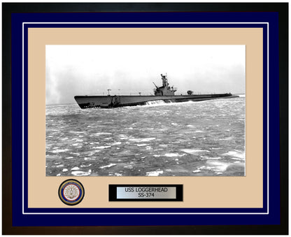 USS Loggerhead SS-374 Framed Navy Ship Photo Blue